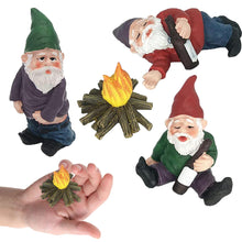 Load image into Gallery viewer, Drunk Gnomes for Garden, 3PCS Mini Gnomes with 1PC Fire, Resin Fairy Garden Gnomes, Funny Naughty Gnomes for Outdoor Indoor Patio Yard Lawn Porch 1