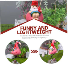 Load image into Gallery viewer, SUPVOX Naughty Gnome Statue Flamingo Wear Resistant Resin Dwarf Garden Ornament for Outdoor Lawn and Lightweight for Courtyards and Parties