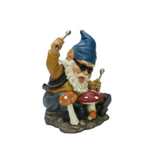 Load image into Gallery viewer, Nature's Mark Rock n Roll Gnome in a Band Playing Drums Resin Statue Figurine Home Garden Decorative Accent Décor (8" H)