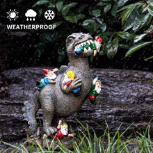 Load image into Gallery viewer, Garden Gnome Ornaments, Waterproof Eco-friendly Dinosaur Eating Gnomes Figurines Miniature Resin Statues for Yard Lawn Patio Party Halloween Decorations, 15*10*6