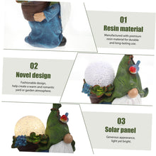 Load image into Gallery viewer, Toyvian 1Pc Creative Gnome Decorative Resin Craft Light Unique Dwarf Garden Ornament for Outdoor Decor Solar Powered Lawn Lamp for Pathways and Gardens Adds Warmth and Charm