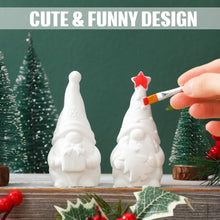 Load image into Gallery viewer, Poen 2 Pack Christmas Ready to Paint Your Own Gnome Statues, 4 Inches Mini Garden Blank Ceramics to Paint Unpainted Garden Figurines Crafts DIY Arts for Adults, Funny Lawn Decoration(Gift Style)