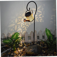 Load image into Gallery viewer, Happyyami 1set Garden Decorative Waterfall Lamp Shepherd Hook Outdoor Art Light for Garden Decoration Patio and Tree Lighting Unique Watering Can Design Battery Not Included