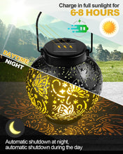 Load image into Gallery viewer, 2025 Newest Solar Lanterns Light, KALAHOL 2 Pack Outdoor Lanterns for Garden with Beautiful Pattern, IP44 Hanging Solar Lights Outdoor Garden for Outside Table Patio Balcony Courtyard