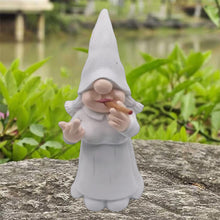 Load image into Gallery viewer, MINICAR 8'' H Funny Middle Finger Lady Gnomes Statues Outdoor Decor, Naughty Smoking Sculptures Garden Yard Patio Decorations, Paintable Unique Gifts