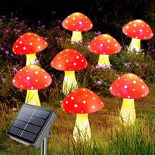 Load image into Gallery viewer, Homeleo 8 Pack Red Mushroom Solar Lights for Outdoor Garden Decor, Waterproof Solar Powered Fairy Ornaments for Yard Fence Lawn Pathway Landscape Lighting Thanksgiving Halloween Christmas Decorations