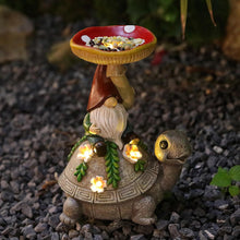 Load image into Gallery viewer, Garden Turtle Sculpture, Outdoor Lawn Ornament, Solar Turtle Decor, Solar Resin Figurine, Decorative Garden Light, Solar Turtle Feeder, Solar Powered Gnome Outdoor Yard Decor, Turtle Statue Feeder, S