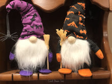 Load image into Gallery viewer, Halloween Gnome 2 Pack | Cute Handmade Orange and Purple Figure with Wooden Broom to Make Family Smile | 10 Inches Tall | Funny Modern Halloween Decoration to Bring Autumn Cheer by Cool Bean Inc
