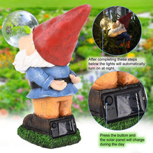 Load image into Gallery viewer, THE ENCHANTED GARDEN Garden Gnome Bubble Blowing Statue Standing Outdoor Resin Gnome Figurine Solar Powered LED Garden Lights for Patio Lawn Yard Décor
