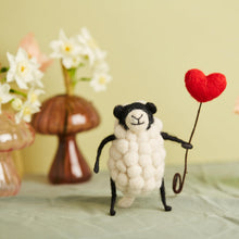 Load image into Gallery viewer, Sew Heart Felt | Hand-Felted Sheply Sheep with Heart Balloon | Organic Wool Home Decor | Fair Trade Plush Animal Ornament | Gift for Any Occasion | Perfect for New Spaces & Home Accessories
