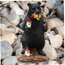 Load image into Gallery viewer, Froiny Black Bear Eating Gnomes Funny Statue Resin Ornaments Decoration Indoor Outdoor Garden Lawn Patio Outdoor Decorations