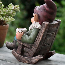 Load image into Gallery viewer, Tirifer Drinking Coffee Garden Gnome Statue, Wizard Gnome 3D Dwarves, Polyresin Outdoor Sculpture Gnome Statue Garden Figurine Art Garden Decoration for Lawn Yard Balcony Porch Patio…