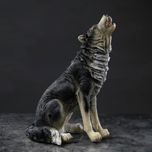 Load image into Gallery viewer, LLDW Garden Statue Figurine Simulation Wolf Decoration Resin Crafts Voice Control Black Wolf Pastoral Garden Landscape Resin Animal Decoration