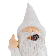Load image into Gallery viewer, Relaxdays Gnome with Cigar, Giving Middle Finger, Rude Figurine, Frost Resistant, Garden Statue, Polyresin, White, 15 x 9 x 7 cm