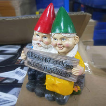 Load image into Gallery viewer, Abbcoert Gnomes Garden Decorations Grow Old with Me Whimsical Mr and Mrs Gnome Hobbit Couple Sitting On Garden Log Statue Indoor Outdoor Garden Statuesfor Patio Garden Lawn Home Decor