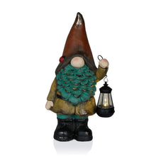 Load image into Gallery viewer, Alpine Corporation MCC856SLR Solar Vintage Gnome Holding Lamp Garden Ornament Statuary wOrange Hat, Multi-Color