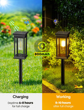 Load image into Gallery viewer, VIIIVA Solar Lights Outdoor, 4 Pack Solar Garden Lights Tungsten Glow, Warm White, 800mAh, IP65 Waterproof Auto On/Off Lighting for Garden, Patio, Path, Lawn