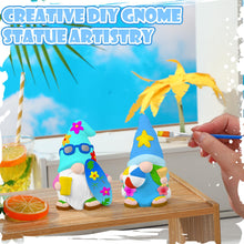 Load image into Gallery viewer, Poen 2 Pack Beach Summer Ready to Paint Your Own Gnome Statues, 4 Inches Mini Blank Ceramics to Paint Unpainted Gnome Figurines Crafts DIY Arts for Farmhouse Gift Decor (Beach Style)