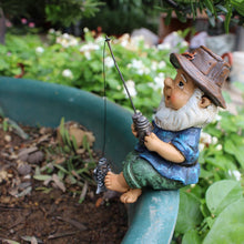 Load image into Gallery viewer, Jenngaoo Fishing Gnome Garden Statue - Heavy Duty Resin Outdoor Decor, Weatherproof Dwarf Sculpture for Pond, Patio, Flower Beds (10cm Rustic Design)