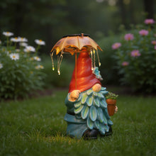 Load image into Gallery viewer, Elenon Garden Gnome Decor Solar Lights, Solar Elf Holding Umbrella Figurines Outdoor Decorative, Yard Art Garden Sculptures & Statues for Patio Yard Pathway