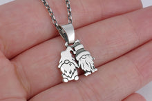 Load image into Gallery viewer, Garden gnome sterling silver pendant on a chain, lucky charm gonk