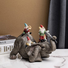 Load image into Gallery viewer, Garden Elephant Gnome Statue - SUYNYBHF Outdoor Elephant Bothered by Singing Gnomes House Kitchen Figurine Patio Lawn Yard Art Housewarming Funny Resin Decoration 7.0inch…