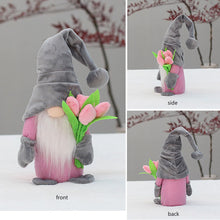 Load image into Gallery viewer, Volsha Mothers Day Gnome Gift Grey Faceless Doll Plush Elf Dwarf Doll Craft Gift with Bouquet for Mum Home Valentine's Day Toy, Mothers Day