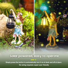 Load image into Gallery viewer, Pohabery Fairy Garden Statue Solar Garden Fairy with Lantern Light Outdoor Decoration Waterproof Solar Sculpture for Patio Yard Lawn Gift for Mom Grandma