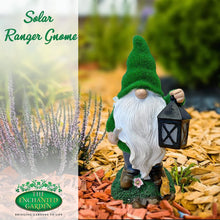 Load image into Gallery viewer, THE ENCHANTED GARDEN Gnome Ranger Statue Outdoor Resin Figurine Outdoor Solar Powered LED Lights for Patio Lawn Yard Décor
