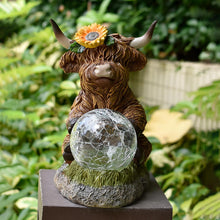 Load image into Gallery viewer, Solar Lantern, Highland Cow Garden Light, Solar-Powered Waterproof Animal Statue for Outdoor Decor, Ambient Lighting for Yard, Patio, Lawn, Porch, Garden, and Pathways