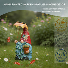 Load image into Gallery viewer, Elenon Garden Gnome Decor Solar Lights, Solar Elf Holding Umbrella Figurines Outdoor Decorative, Yard Art Garden Sculptures & Statues for Patio Yard Pathway