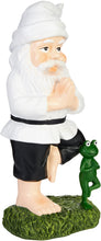 Load image into Gallery viewer, BRUBAKER Garden Yoga Gnome Tree - Gnome with Frog - Garden Sport Figure Vrksasana - Weatherproof Zen Decoration for Garden and Camping - Funny White Outdoor Decoration - 9.5 inches