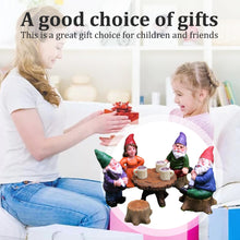Load image into Gallery viewer, Dbvnnsy 6Pcs/Set Garden Gnome Figurines Set Resin Miniature Gnomes Statue with Table and Stool Cute Yard Ornaments Collectible Decoration for Garden Outdoor Lawn