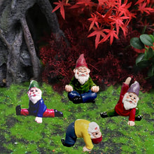 Load image into Gallery viewer, JIUMO Yoga Gnome Miniature Garden Gnome Fairy Gnomes Figurines Accessories Garden Fairy Decor for Outside Small Gnomes Dwarfs Ornaments Set of 4