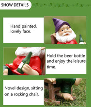 Load image into Gallery viewer, Outdoor Funny Garden Gnomes Decoration Statue Dwarf Figurines Ornament Resin Sculpture Rocking Chair Drinking Gnome Statue For Pation Yard Lawn Indoor Tabletop Home