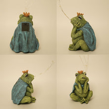 Load image into Gallery viewer, hvfun Solar-Powered Frog Prince Spitting LED Light – Resin Garden Statue with Waterproof Design