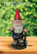 Load image into Gallery viewer, World Of Wonders Naughty Garden Gnome with Axe Flipping Bird Statue