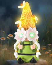 Load image into Gallery viewer, iStatue Solar Garden Gnome Figurine Light with Bees Sunflower, 9.5'' Resin Outdoor Statue for Yard Patio Decor Lawn Ornaments Porch Garden Gifts for Women/Girl (Ms Bee Gnome)