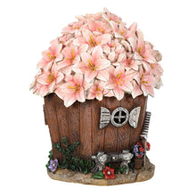 Load image into Gallery viewer, Azuma Garden Ornament Solar Powered Light Resin Decoration Flower House Pink Building Patio Outdoor Novelty LED