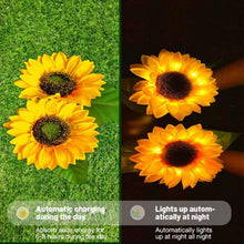 Load image into Gallery viewer, XVZ Solar Lights Outdoor Garden, 2 Pack Solar Sunflower Lights Waterproof Outdoor Garden Patio Decor Lights for Porch Yard Lawn Pathway