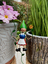 Load image into Gallery viewer, Olive & Sage Pair of 2 Hanging Miniature Fairy Garden Gnome Pot Hanger Ornaments