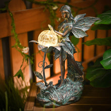 Load image into Gallery viewer, TERESA'S COLLECTIONS Garden Fairy Large Bronze Garden Sculptures & Statues Resin with Solar Outdoor Light, Valentines Decorations Lawn Ornaments for Outdoor Decor, Gifts for Women Mom, 10.6"