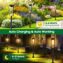 Load image into Gallery viewer, LETMY 4 Pack Garden Lights Solar Powered with Warm White Tungsten Filament Light, Waterproof Auto On/Off Solar Lights Outdoor Garden for Yard Pathway Patio Decorative