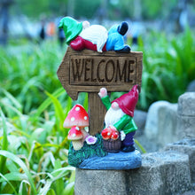 Load image into Gallery viewer, Solar Garden Gnome Statues Outdoor Garden Decor with Welcome Sign, 11.8'' Resin Garden Gnomes Sculptures & Statues for Patio, Balcony, Yard, Lawn Ornament, Housewarming Garden Gift