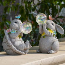 Load image into Gallery viewer, MININOVA Turtle Statues with Solar Light, Gray, Outdoor Decoration