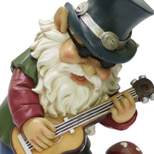 Load image into Gallery viewer, Nature's Mark Rock n Roll Gnome in a Band Playing Guitar Resin Statue Figurine Home Garden Decorative Accent Décor (9" H)