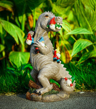 Load image into Gallery viewer, Himaweek Garden Statue Outdoor Decoration, Dinosaur Eating Gnomes Figurines, Indoor Outdoor Décor Garden Art for Patio Lawn Yard, 13.5” x 7.6” Housewarming Garden Gift