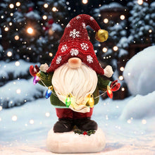 Load image into Gallery viewer, TERESA'S COLLECTIONS Christmas Decorations, Lovely Grey Christmas Gonks with Solar-Powered Lights, Santa Gonks Resin, Xmas Gnomes, Christmas Decorations Gonks Gifts, Indoor Outdoors 22.5CM