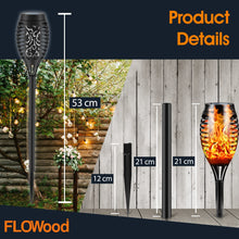 Load image into Gallery viewer, FLOWood Solar Lights Outdoor Garden, 6 Pack 53 CM Tall Solar Flickering Dancing Flame, IP65 Waterproof Torch Lights Landscape Lighting Auto On/Off for Garden Patio Yard Pathway Lawn