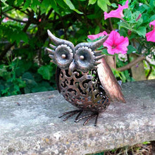 Load image into Gallery viewer, Smart Garden Metal Scroll Owl Solar Garden Light